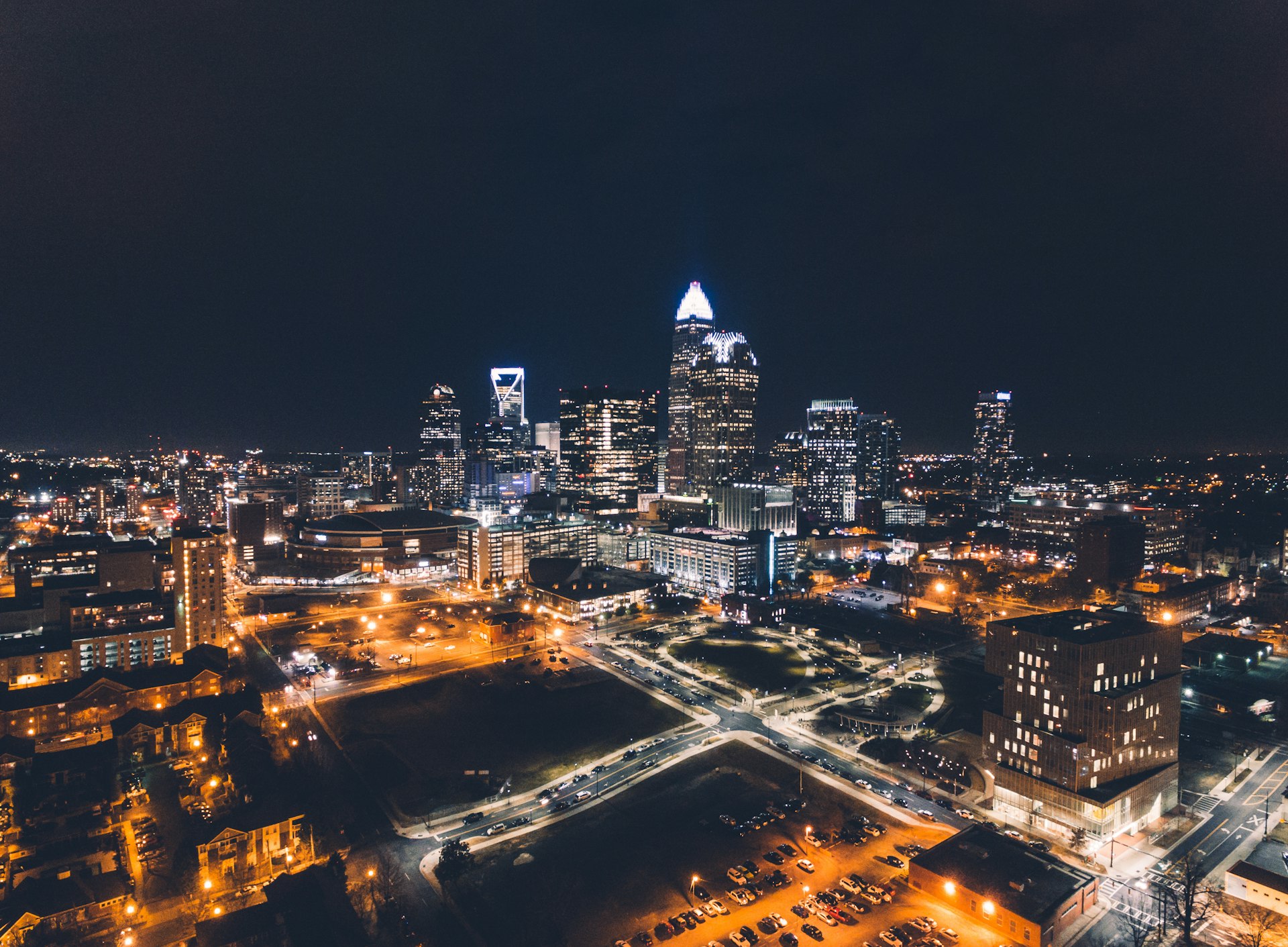 Charlotte NC skyline at night
