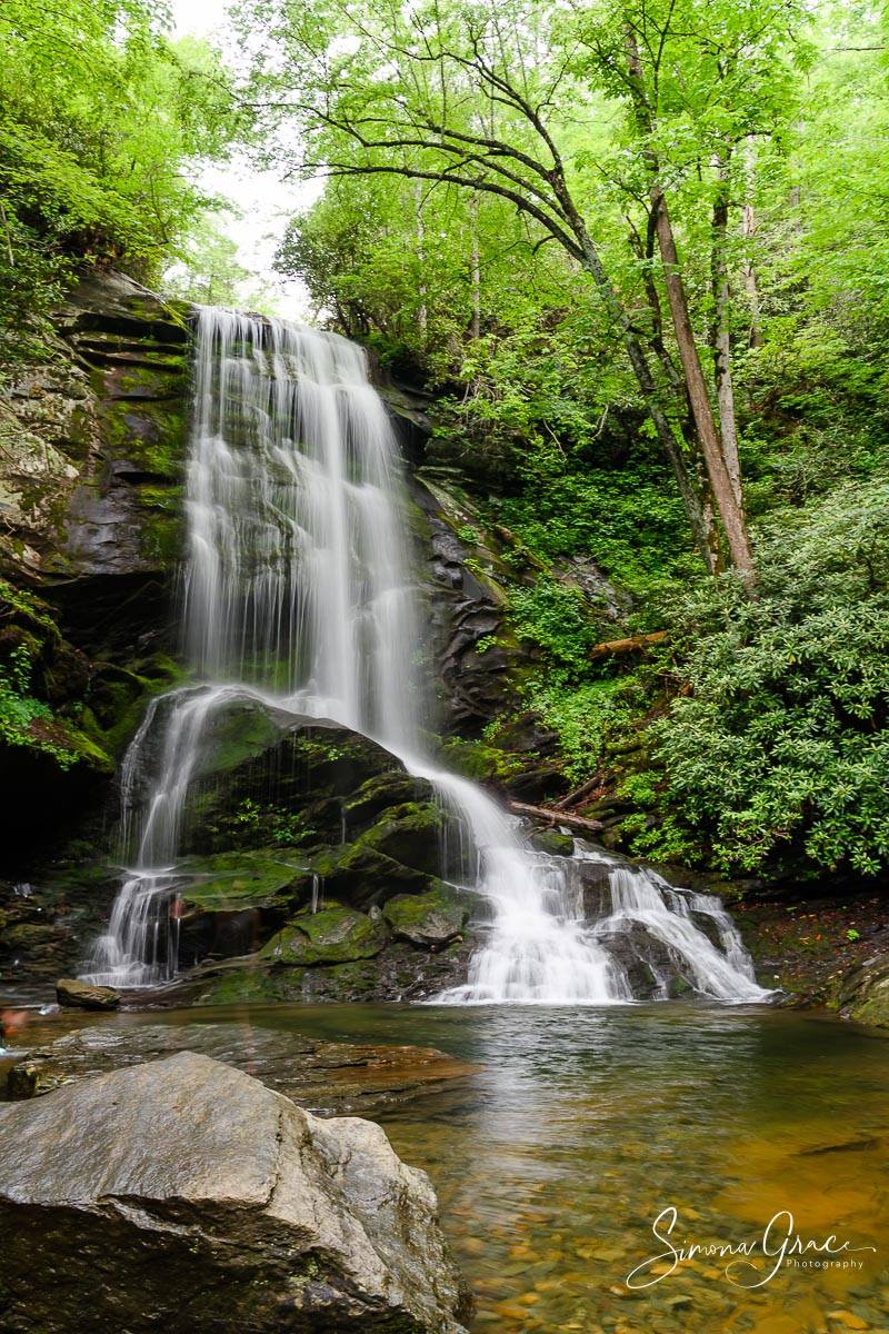 Catawba Falls cascading through forest